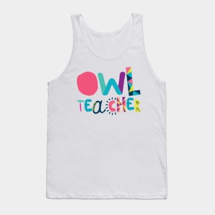 Cute Owl Teacher Gift Idea Back to School Tank Top